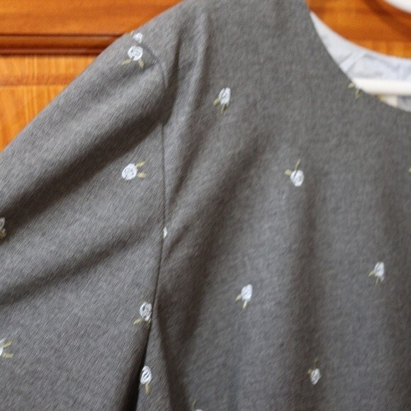 Talbots Gray Embroidered Floral Shift Dress Plus Size 20W Elegant Flowy Chic - Picture 11 of 16